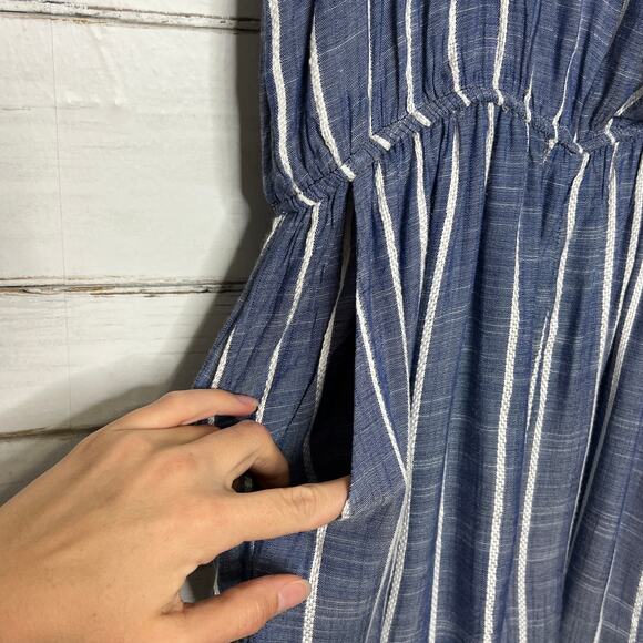 Kori America Navy Blue Stripe Shorts Romper Size Large - Picture 10 of 10